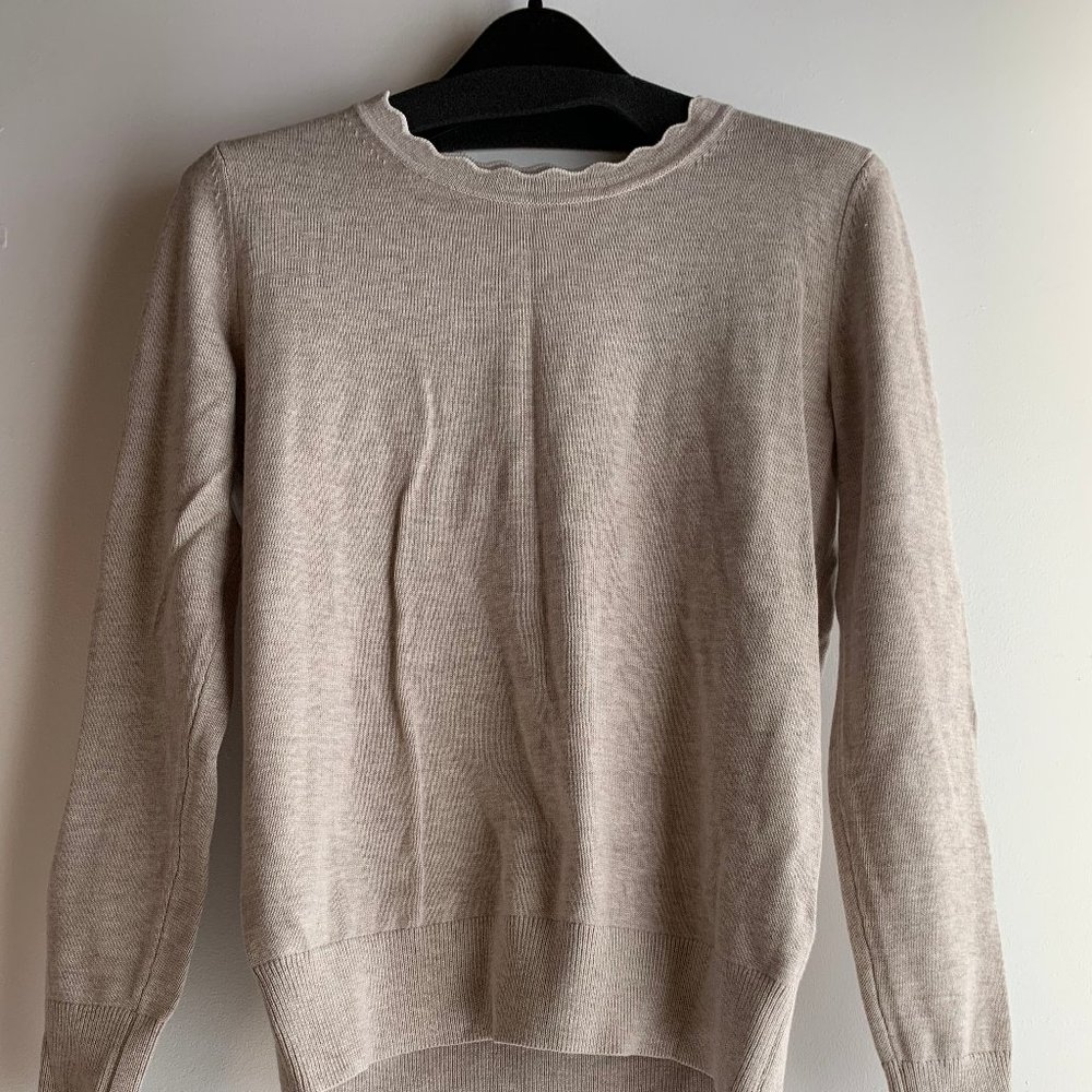 Washable Forever Scallop Crew-Neck Sweater